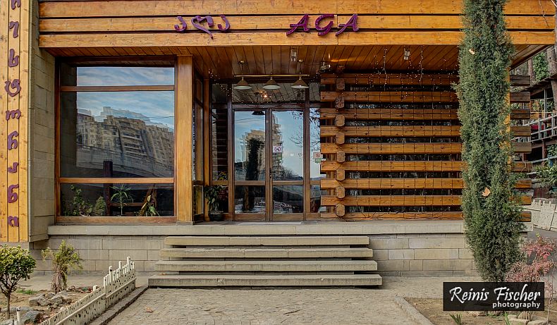 Entrance doors at Restaurant Aga in Tbilisi