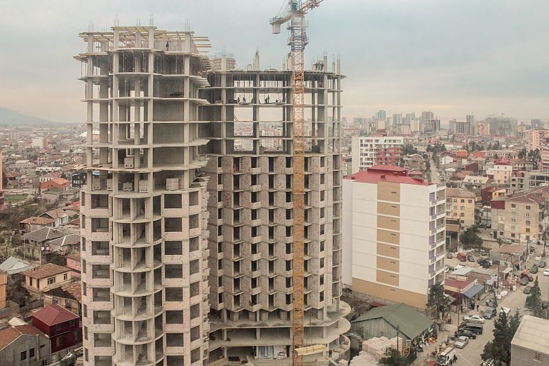 view from gondola  - construction sites in Batumi