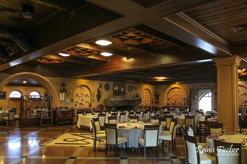 Dining hall at Gujari restaurant museum in Mtskheta