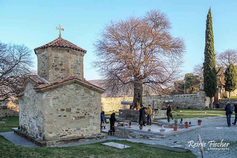 Visitors at Samtvaro monastery in Mtskheta