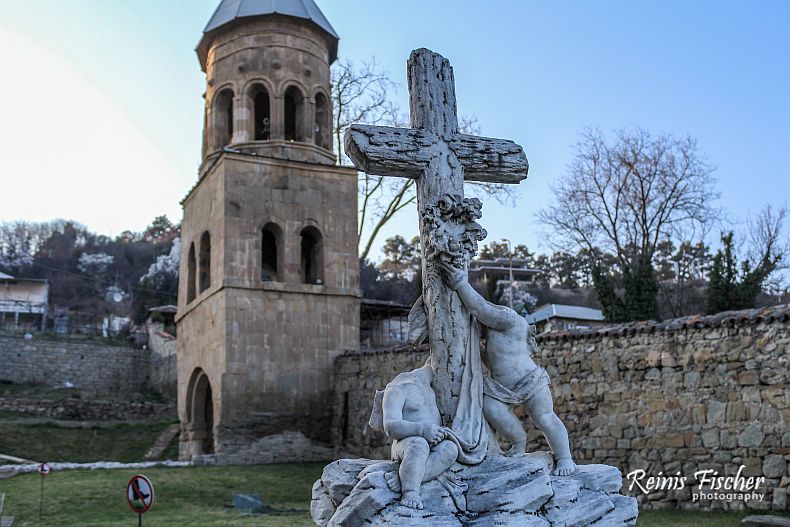 Beheaded angels sculpture at Samtvaro monastery