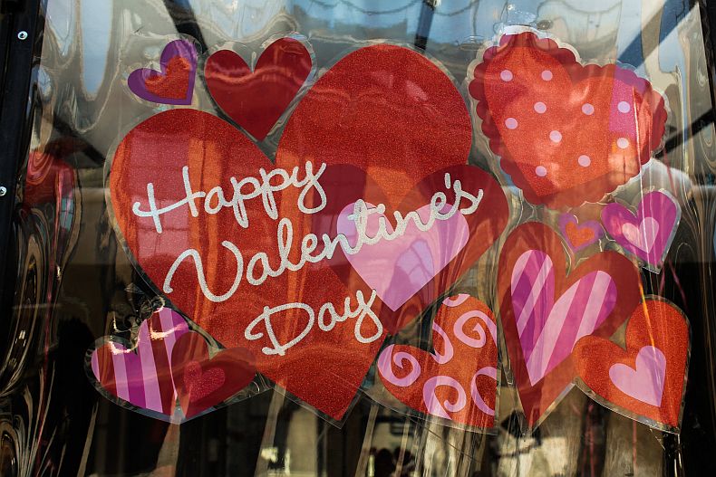 Happy Valentine's day in shop windows