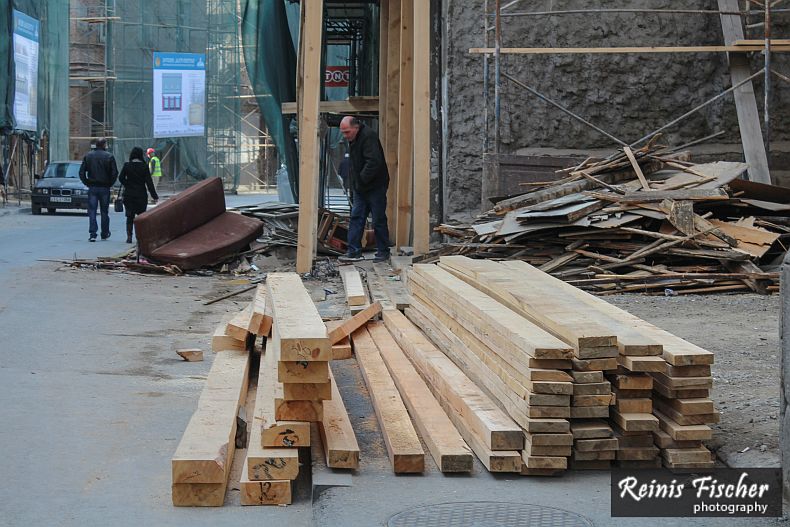 Wooden beams and laths