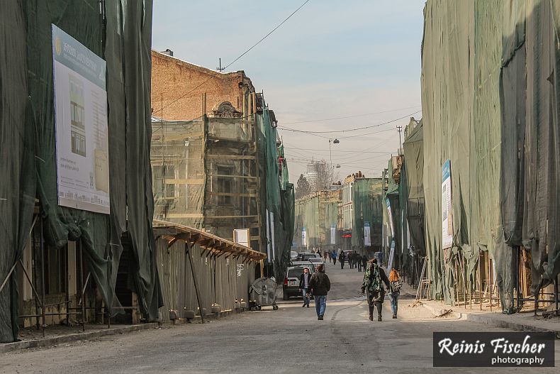 Scaffolding on Agmanashebeli avenue in Tbilisi