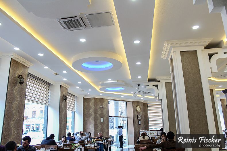 Spacious dining hall at Karabak restaurant