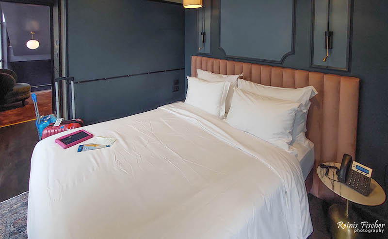 Queen size bed at Mayer house hotel in Tel Aviv