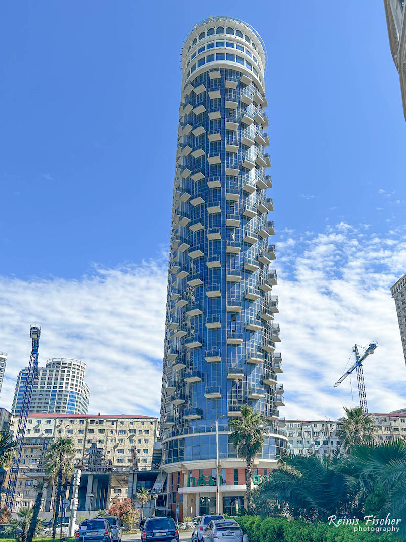 Building tower in Batumi where Panorama restaurant is located