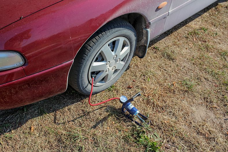 at first I pumped in some air into the tire