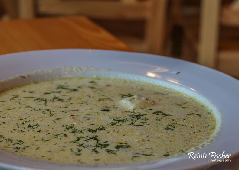 Salmon cream soup - a traditional Latvian dish