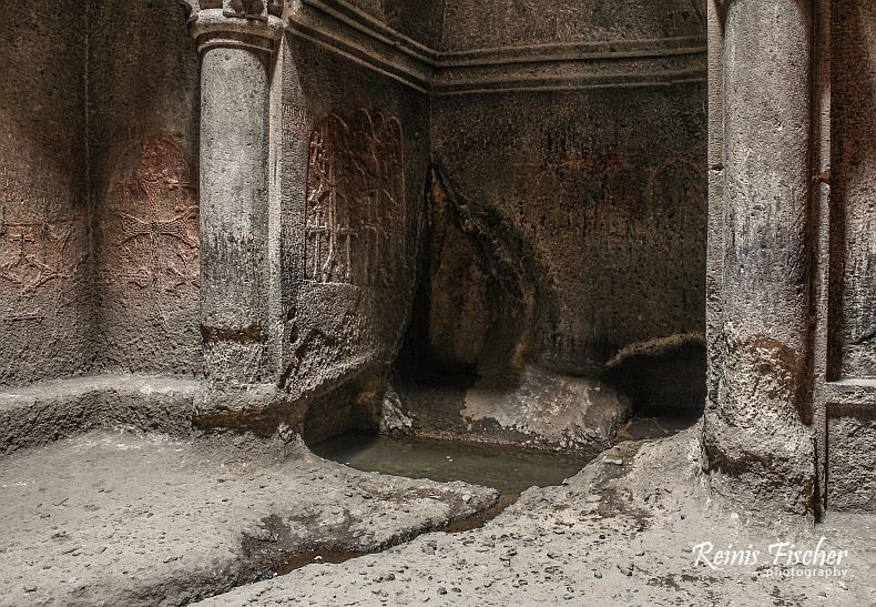 Rock-cut church with spring