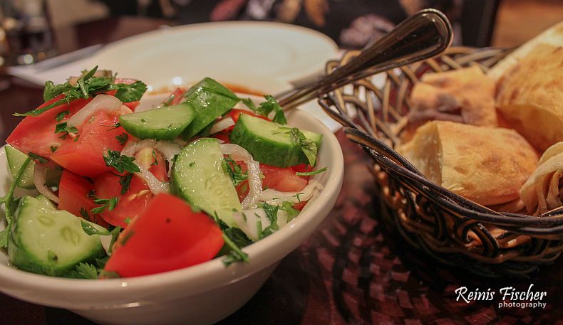 My favorite salads - plain cucumber and tomato salads