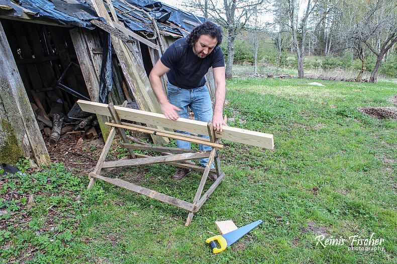 Author of this blog captured in action - grinding boards