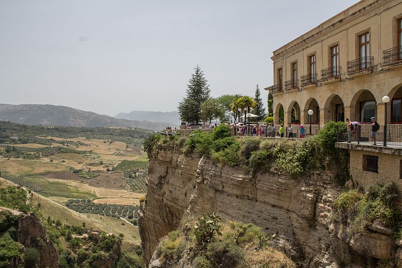 Tourists gathering at Ronda Bridge