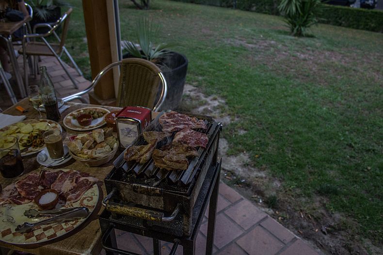Iberian steak on grill