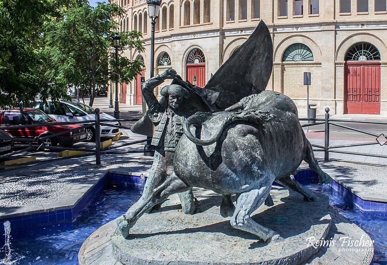 Matador and bull statue