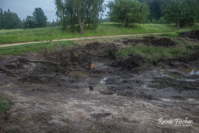 Pond drainage - few hours later