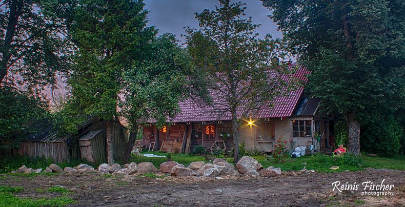 Country house during sunset