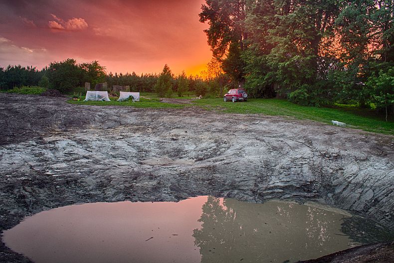 Sunset over pond