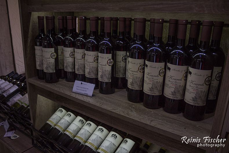 Variety of bottled Georgian wines