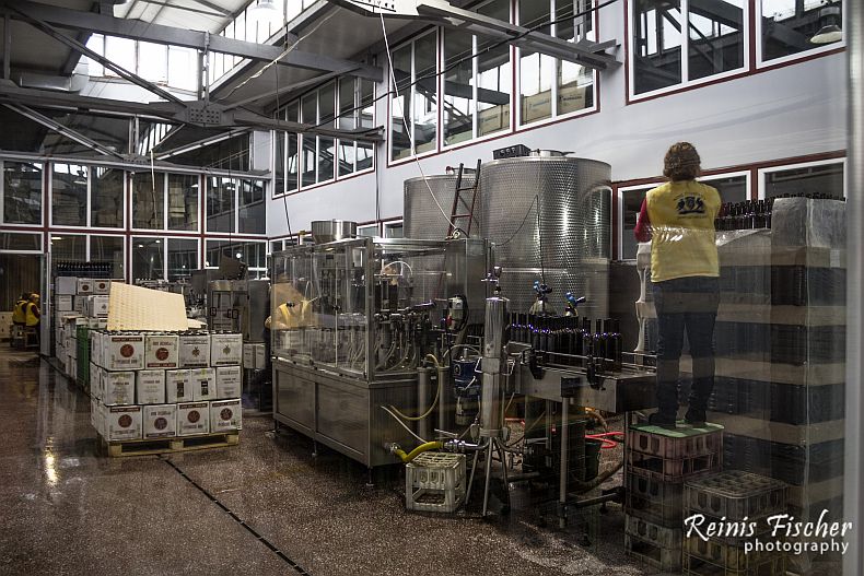 Bottling process at winery