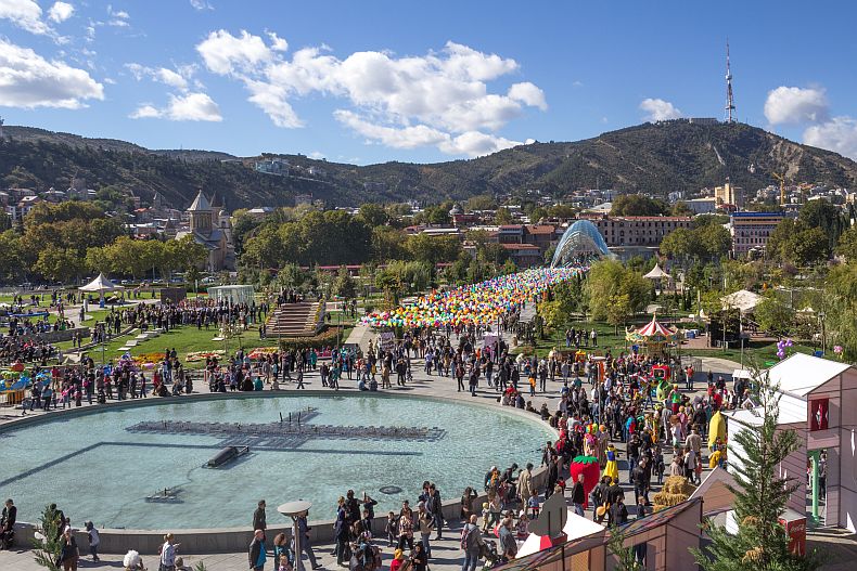 Aerial view of Rike park in Tbilisi