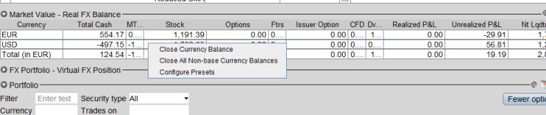 Close currency balance