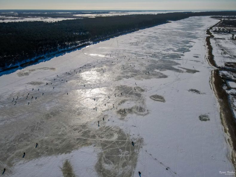 ice fishing on Lielupe River