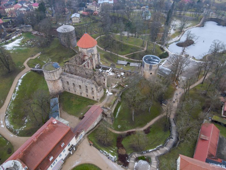 Cēsis Castle form a drone flight