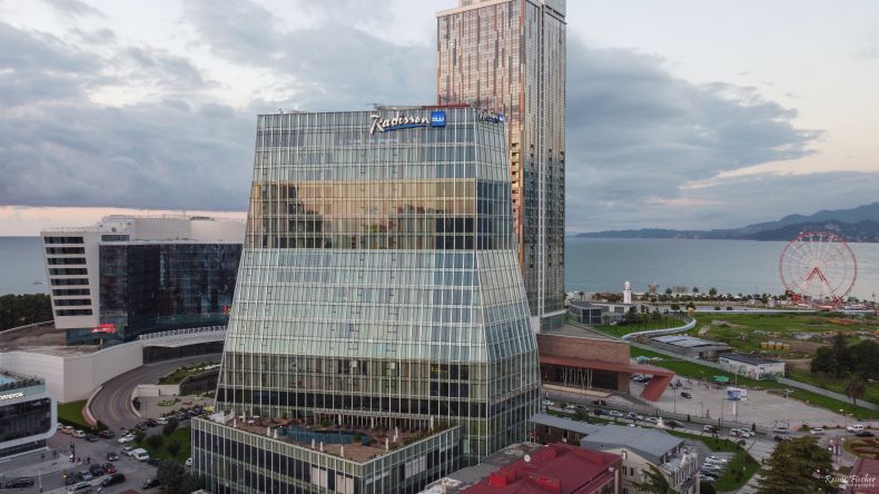 Radisson Blue Batumi hotel from a drone view