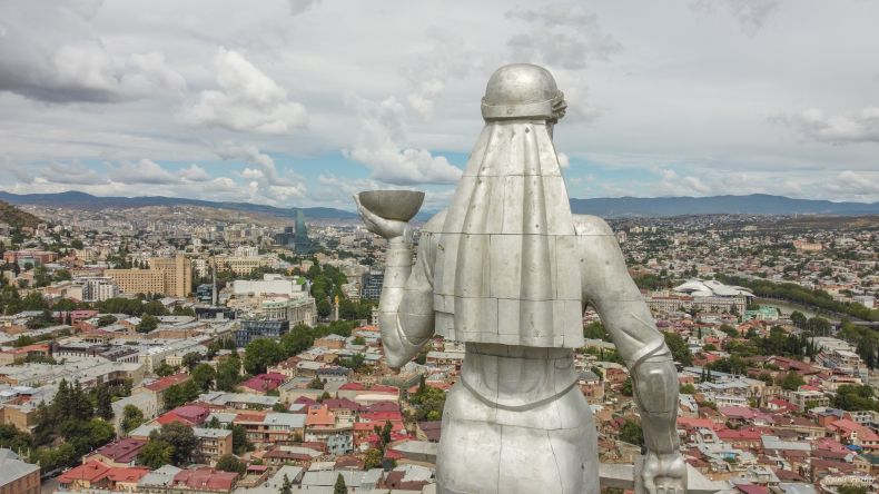 Mother Georgia overlooking the capital city Tbilisi