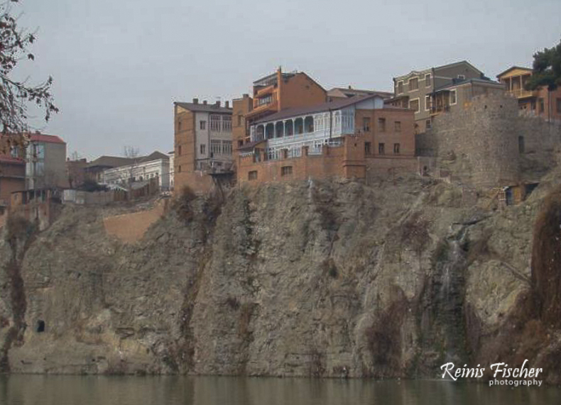 Dwelling houses on cliff in Tbilisi