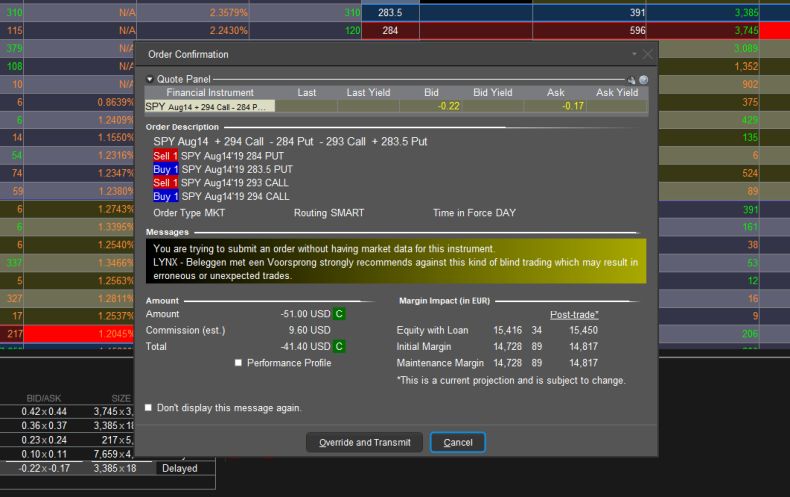 Opening Iron Condor trade Interactive Brokers