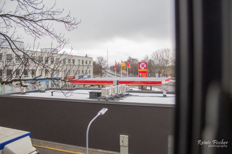 View to the petrol station