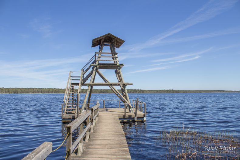 Bird watching tower on Sloka Lake