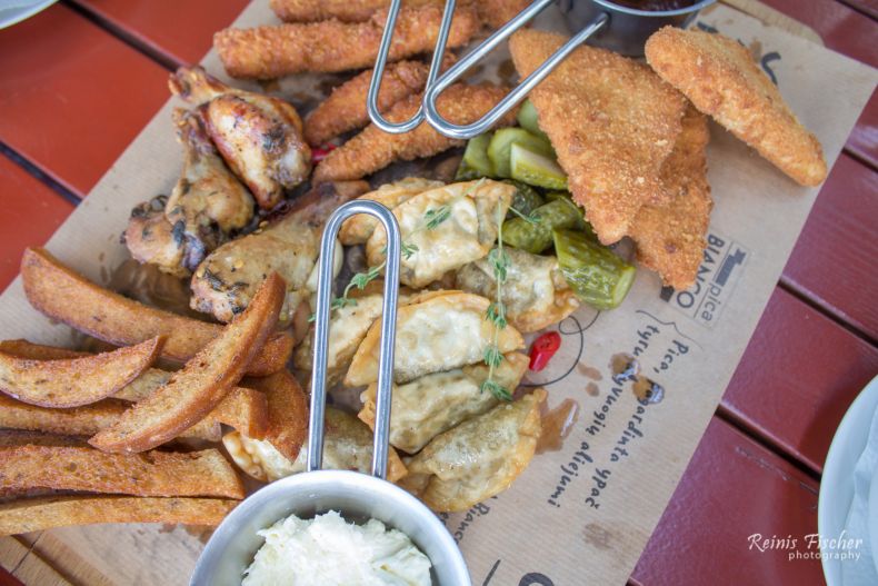 Starter plate at Charlie Pizza in Mazeikiai, Lithuania