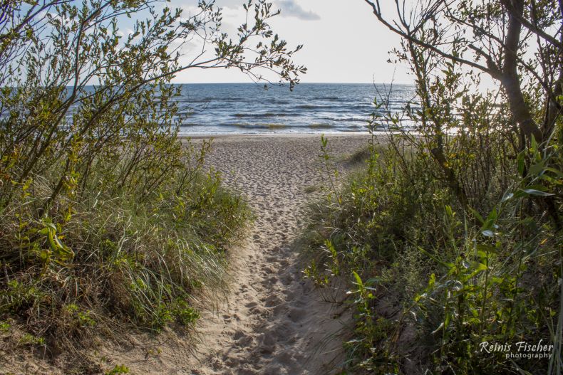 White sand beach near Pape lighthouse