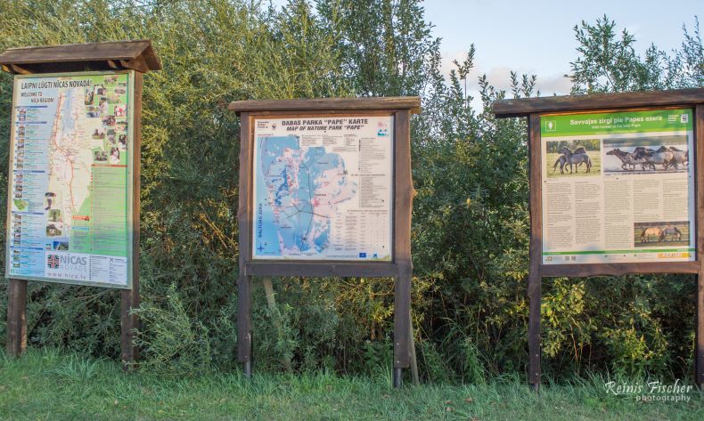 Information desks at Pape nature reserve