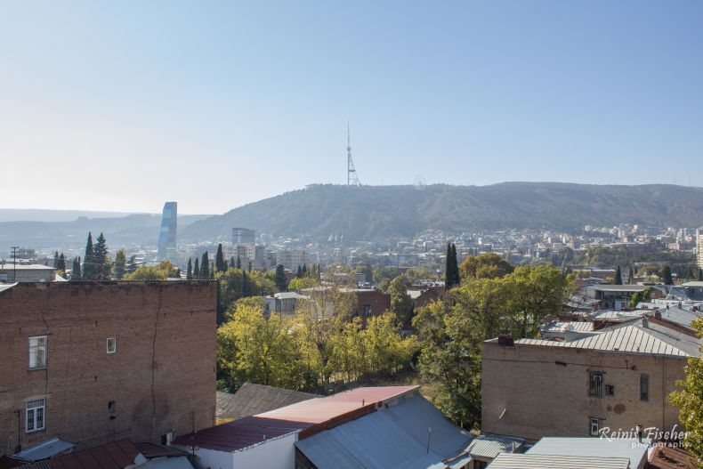 View towards mount Mtatsminda and TV tower in Tbilisi
