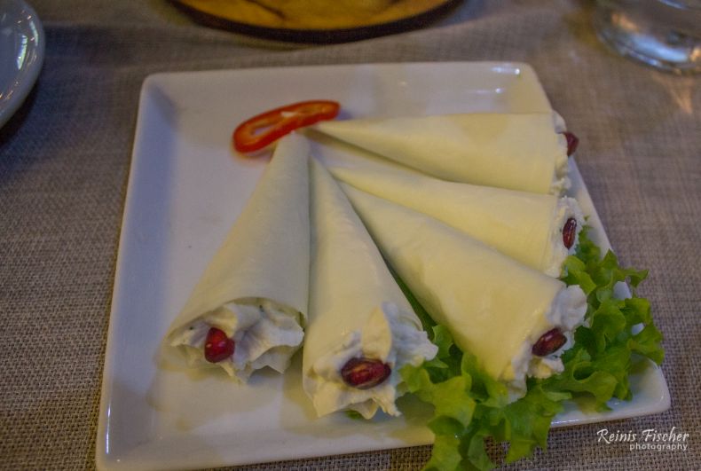 Nadugi in Sulguni cheese plates