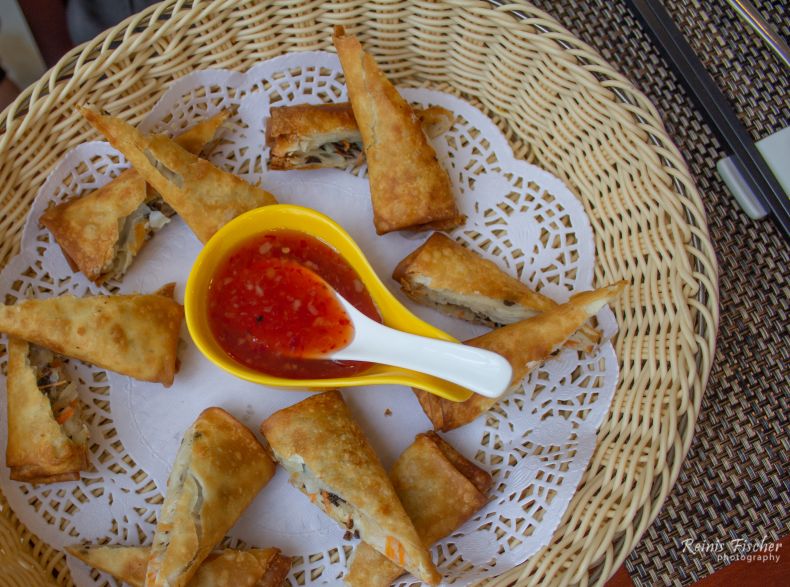 Spring-rolls with a sauce