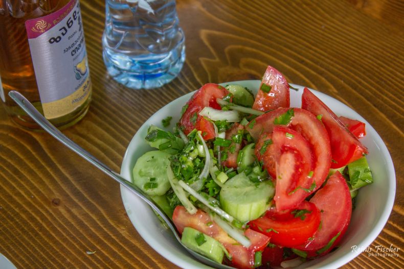 Fresh cucumber / tomato salads