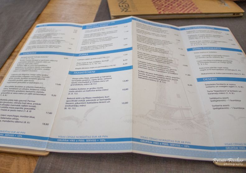 Menu at grill-bar Lighthouse