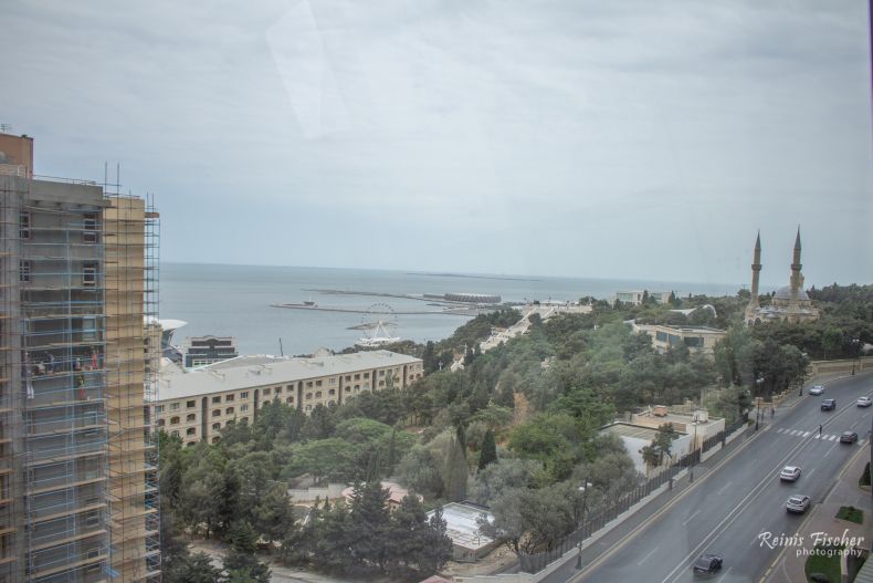 View to the city from hotel's sauna