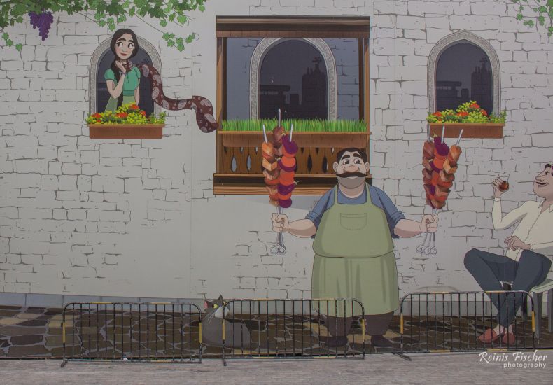 Painted wall in Baku's Old City