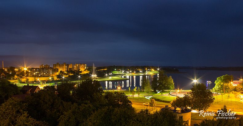 Night view towards lake Mastis