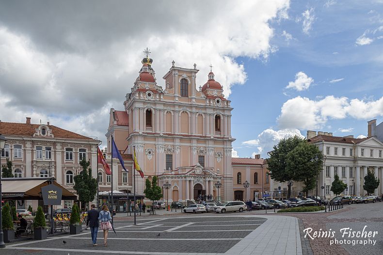Busy tourist street in Vilnius