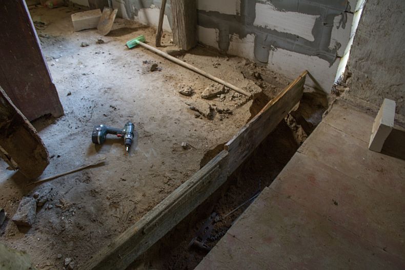 Digging a trench for foundation