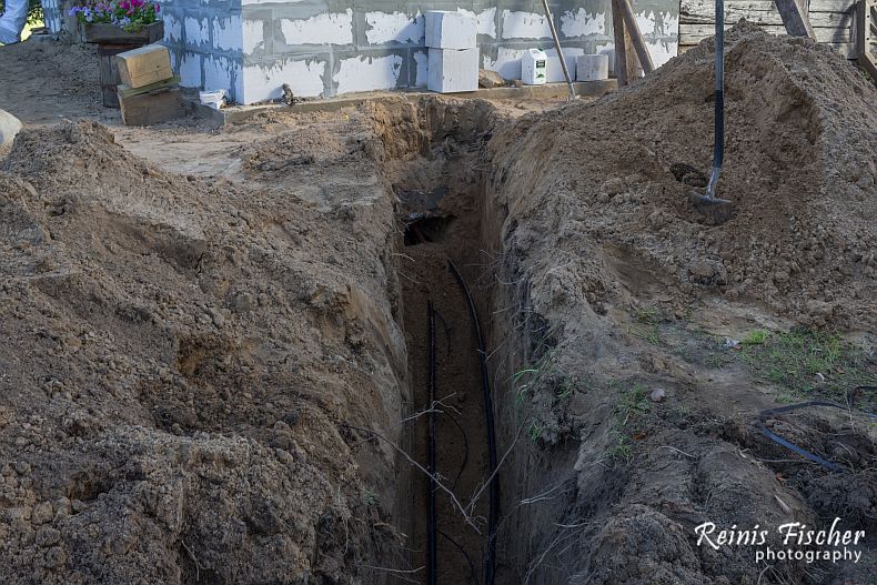 Trench for water pipes