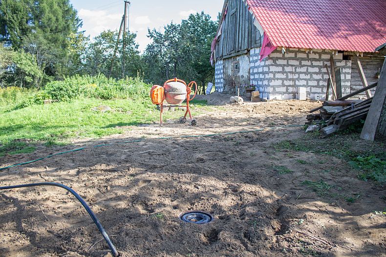 Graded soil after water pipe works