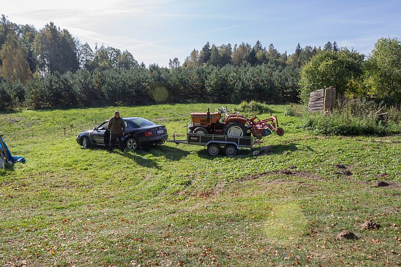 Tractor with a tiller